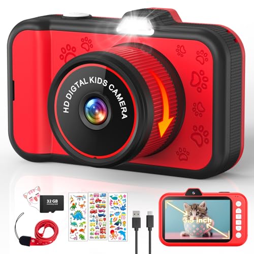 Kids Digital Camera with Rotating Zoom Lens, 3.5” Screen, 1080P, 32GB Card B22906