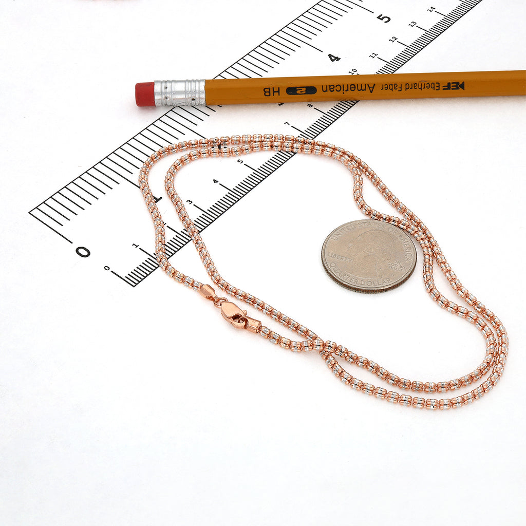 14K Rose Gold Diamond-Cut Mesh Chain Necklace 16"-24" A518