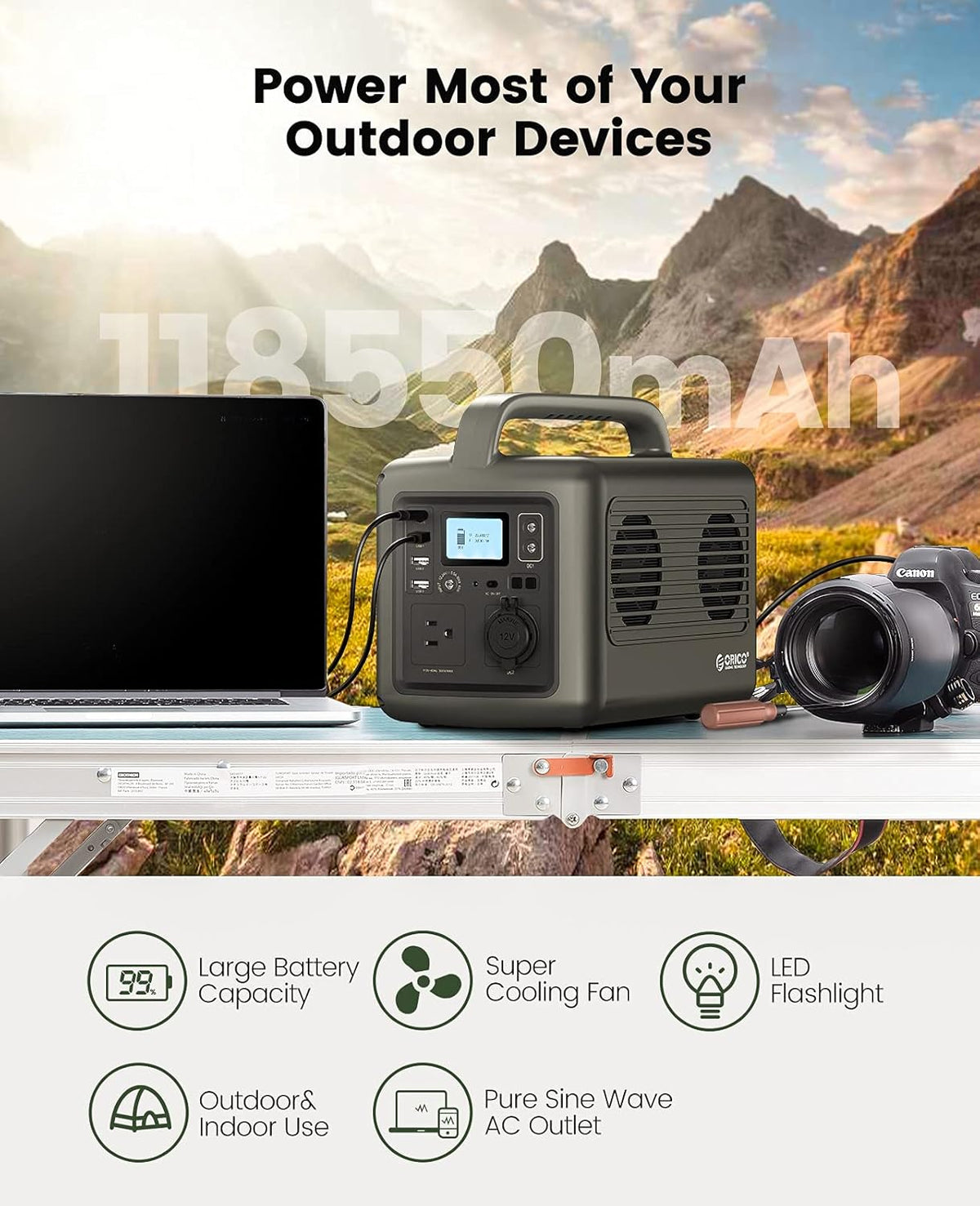 Portable Power Station 300W 427Wh Solar Generator C182