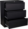 3 Drawer Black Metal Lateral File Cabinet with Lock S50321