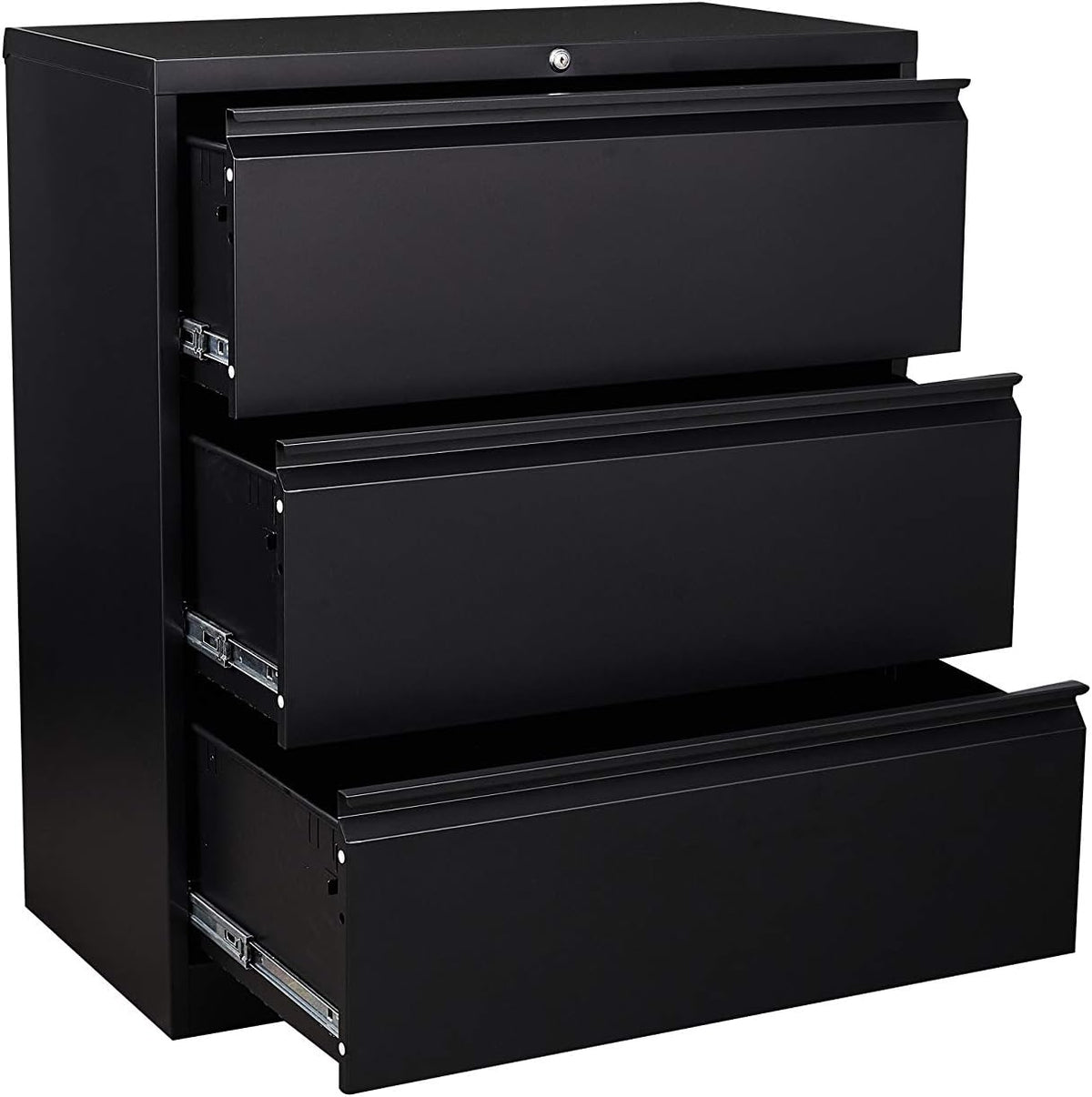 3 Drawer Black Metal Lateral File Cabinet with Lock S50321