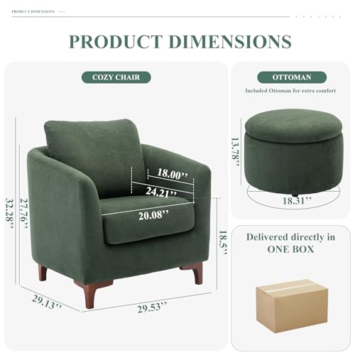 Velvet Accent Chair with Storage Ottoman Set of 2, Camel K8517