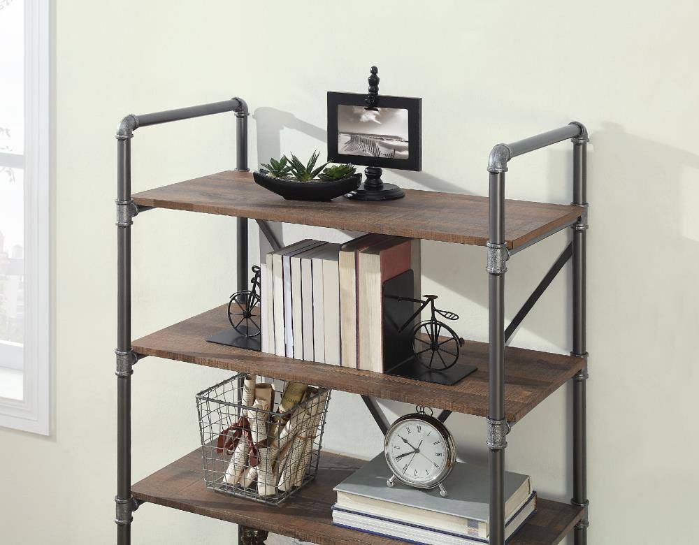 Brown Metal 5-Shelf Bookcase C789695