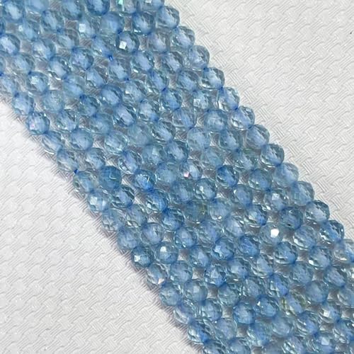 Natural Blue Topaz Stone Beads 4mm Round Faceted Crystal Charm Beads A215059