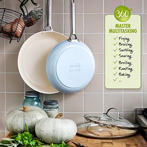 8" and 10" Hard Anodized Ceramic Nonstick Frying Pan Skillet Set, Light Blue L82943