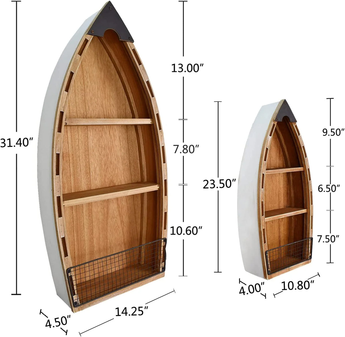 Wooden Boat Decor with 3 Tiers T5347