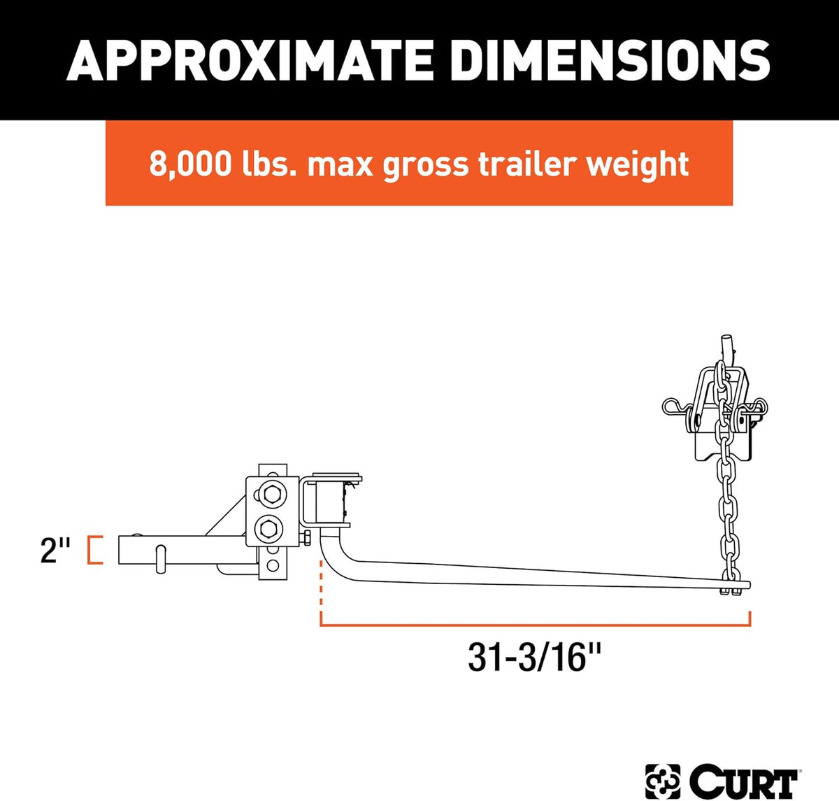 Round Bar Weight Distribution Hitch with 2-Inch Shank Y8900