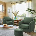 Velvet Accent Chair with Storage Ottoman Set of 2, Camel K8517