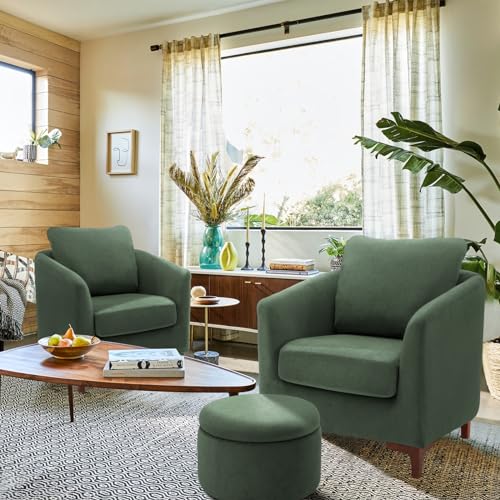 Velvet Accent Chair with Storage Ottoman Set of 2, Camel K8517