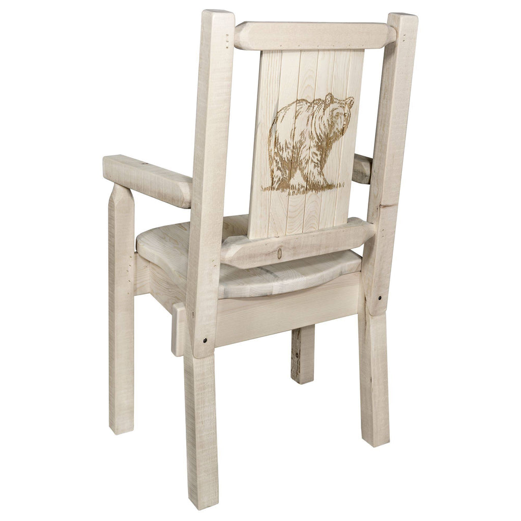 Laser Engraved Bear Design Captain's Chair S290
