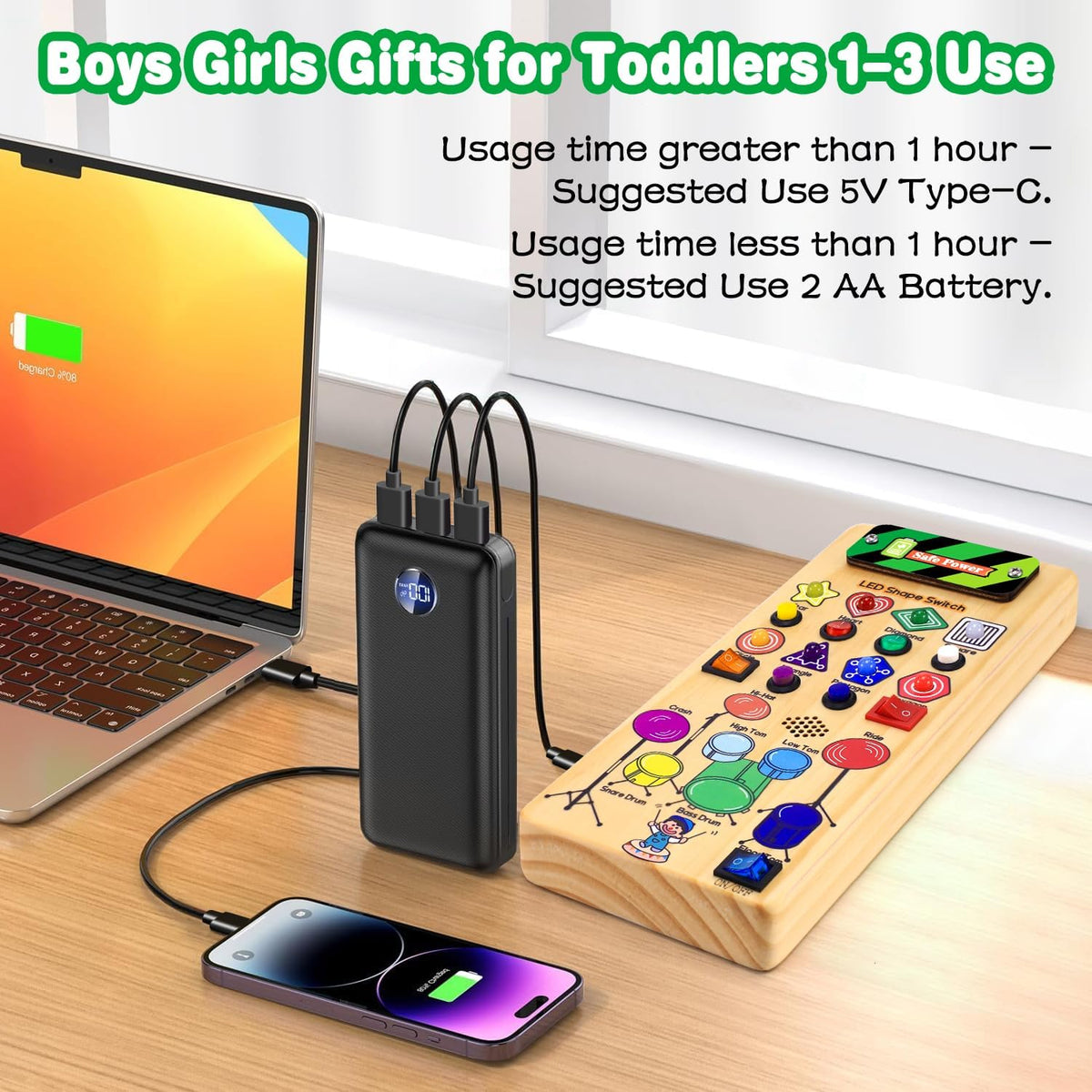 USB Busy Board with LED Shape Switch and Drum Set C64437