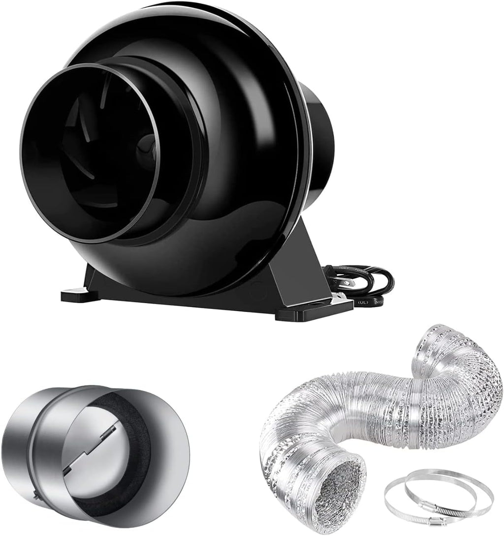 4 Inch 154 CFM Inline Ventilation Fan with Carbon Filter and Ducting M84380