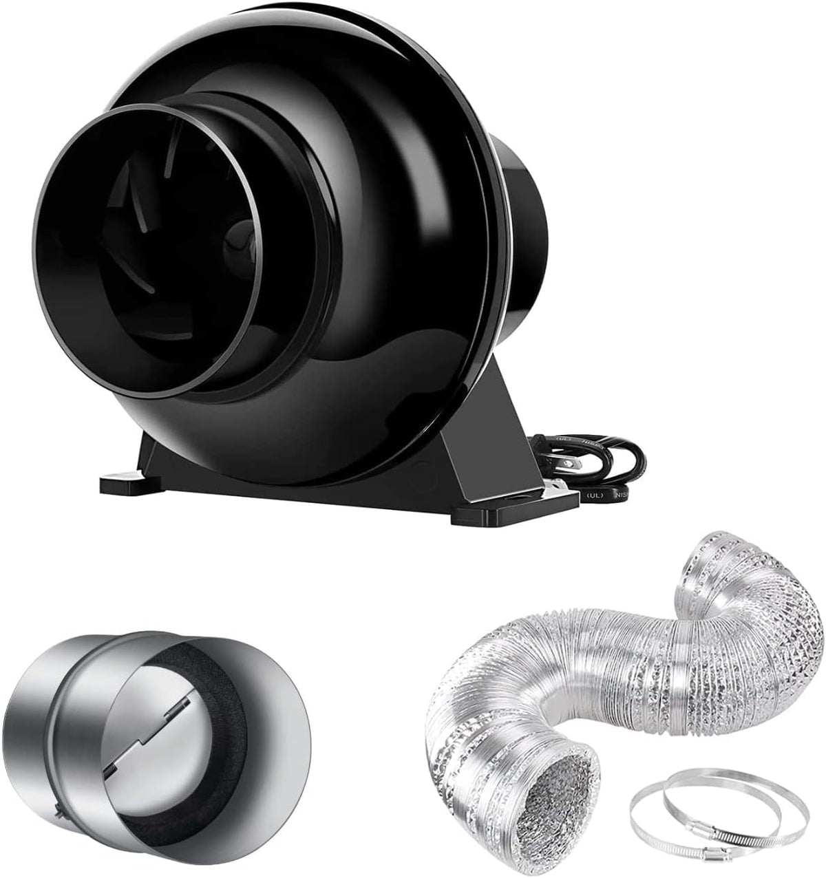 4 Inch 154 CFM Inline Ventilation Fan with Carbon Filter and Ducting M84380