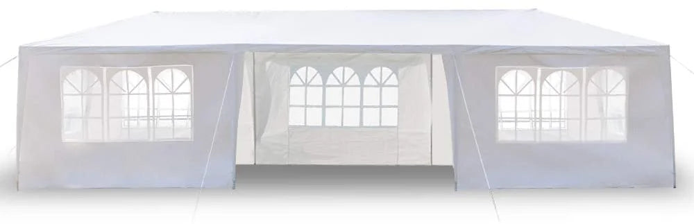 White 10'x30' Outdoor Canopy Tent with 7 Removable Walls T7615