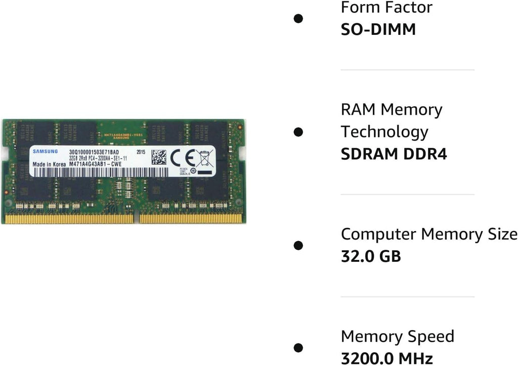 32GB DDR4 3200MHz PC4-25600 1.2V 2Rx8 260-Pin SODIMM Laptop RAM Memory Module A9038
