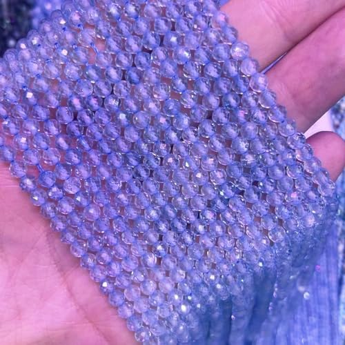 Natural Blue Topaz Stone Beads 4mm Round Faceted Crystal Charm Beads A215059