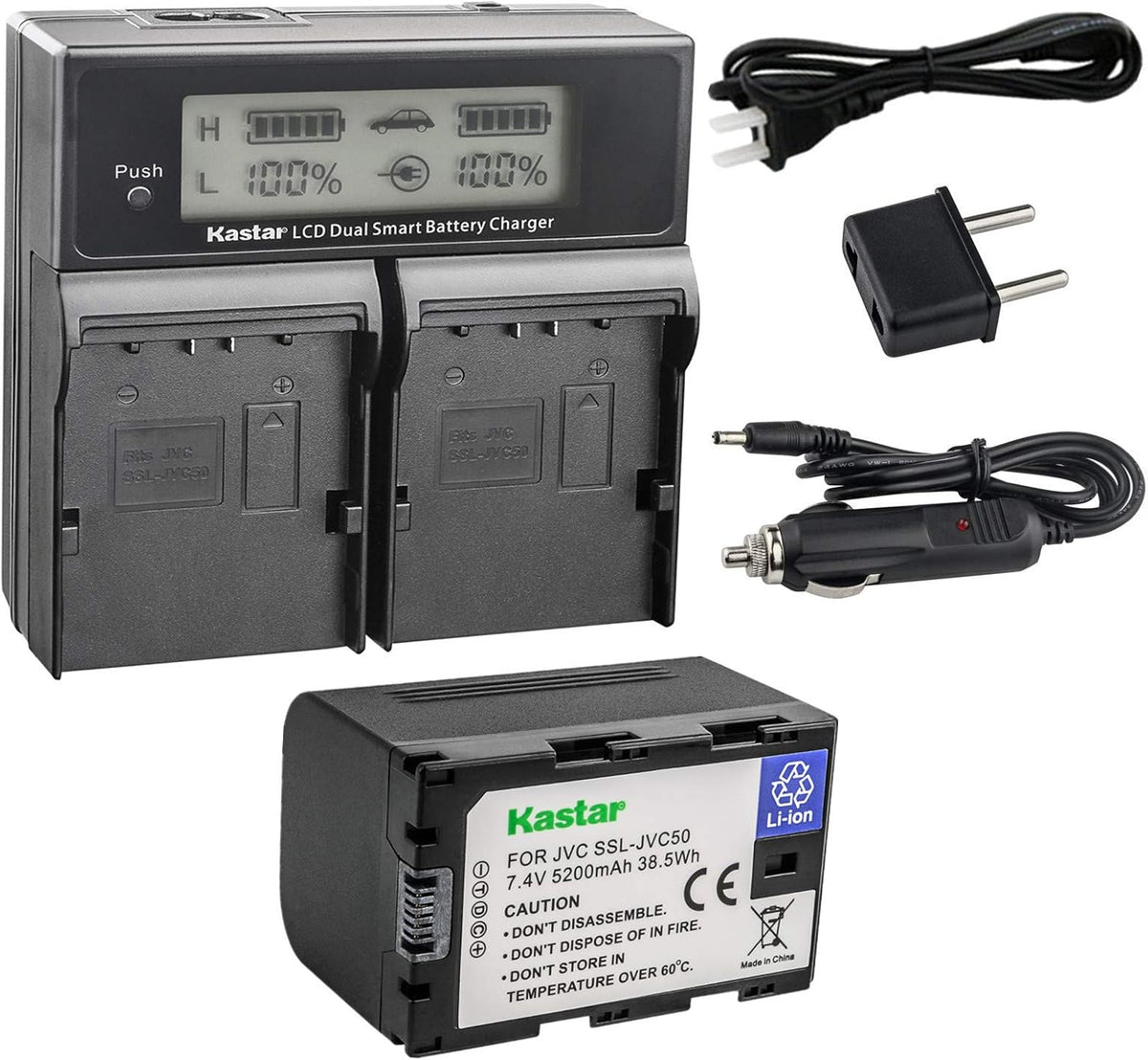 LCD Dual Smart Fast Charger & Battery for Camcorders O938340
