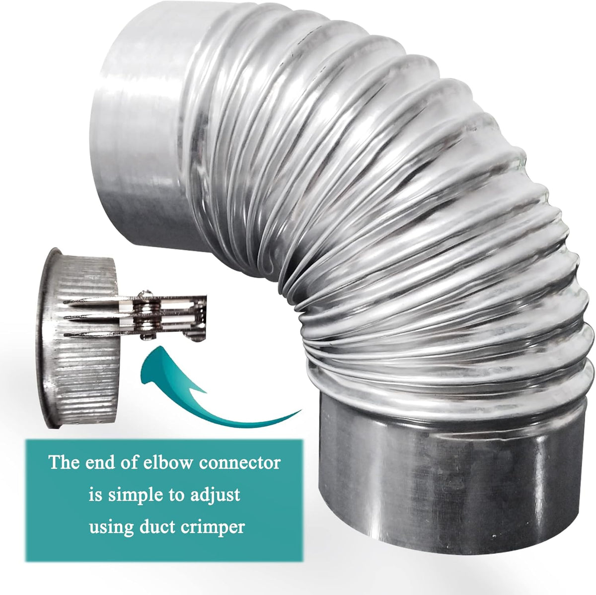 90 Degree Metal Elbow Connector, 4", Silver E254508