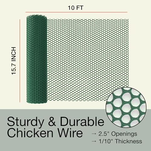 Green Plastic Wire Mesh Fence 15.7IN x 10FT Roll S77380