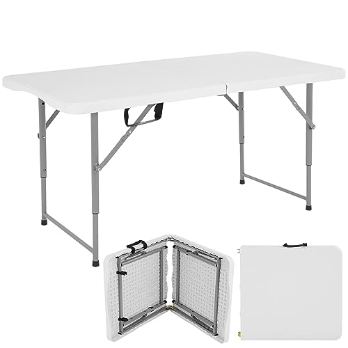 4 FT Heavy Duty Plastic Folding Table with Carrying Handle T519124