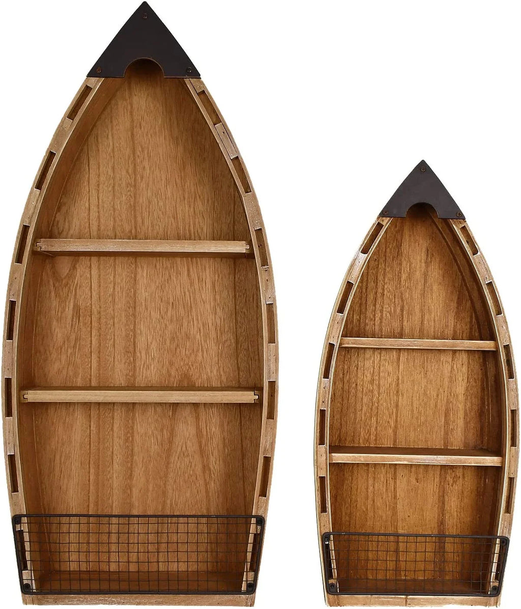 Wooden Boat Decor with 3 Tiers T5347