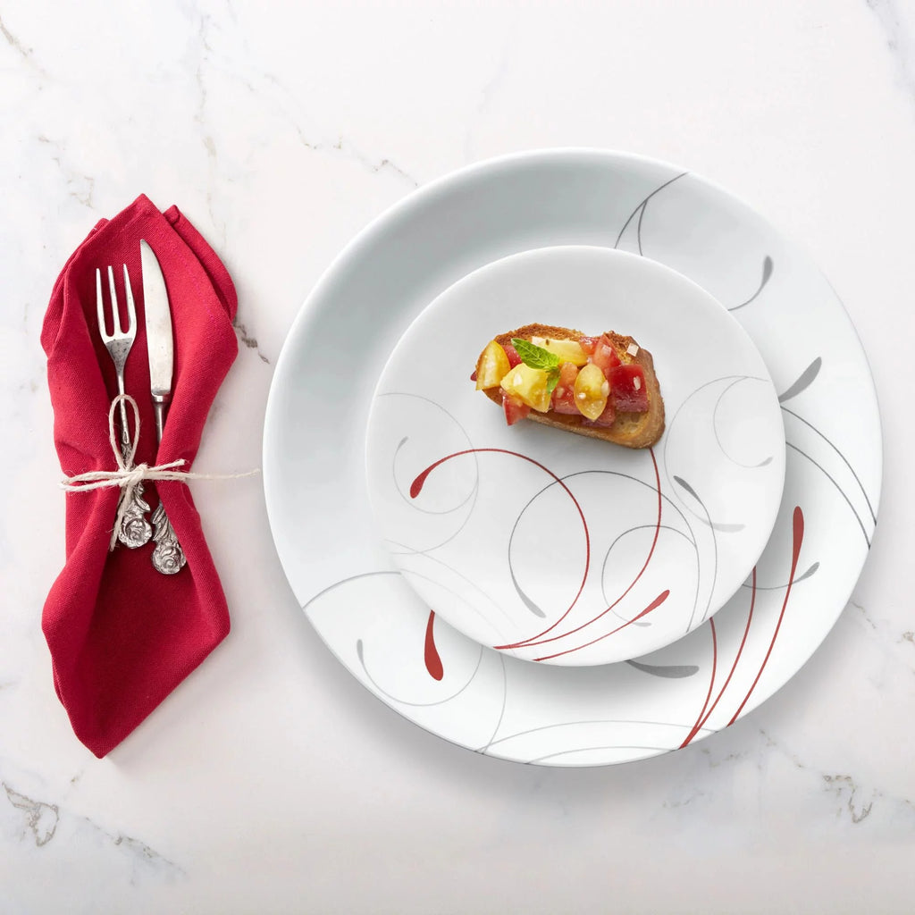 White and Red 12-Piece Dinnerware Set X814