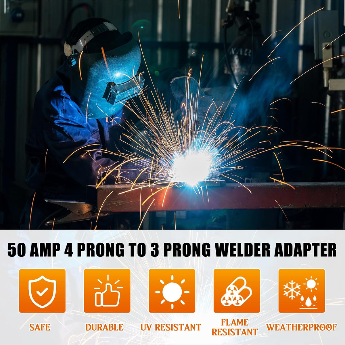 Welder Adapter, NEMA 14-50P Male to 6-50R Female, 50 Amp 4 Prong to 3 Prong N3816