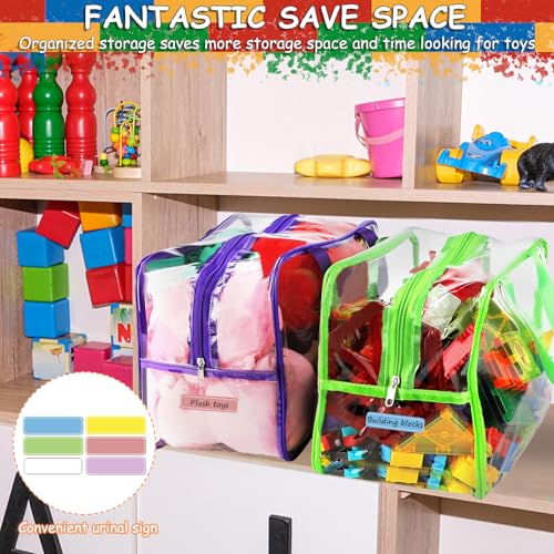 6 Packs Large Clear PVC Toy Storage Bags with Zipper U3933