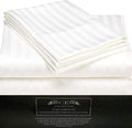 100% Egyptian Cotton King Size 4 Piece Bed Sheet Set White Stripe K2257