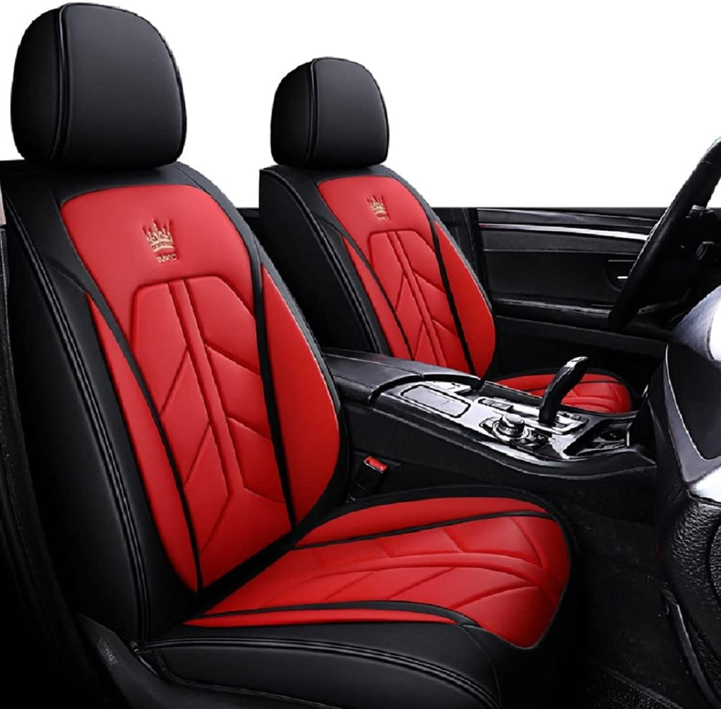 Leatherette Car Seat Covers Full Set Black-Pink W404765