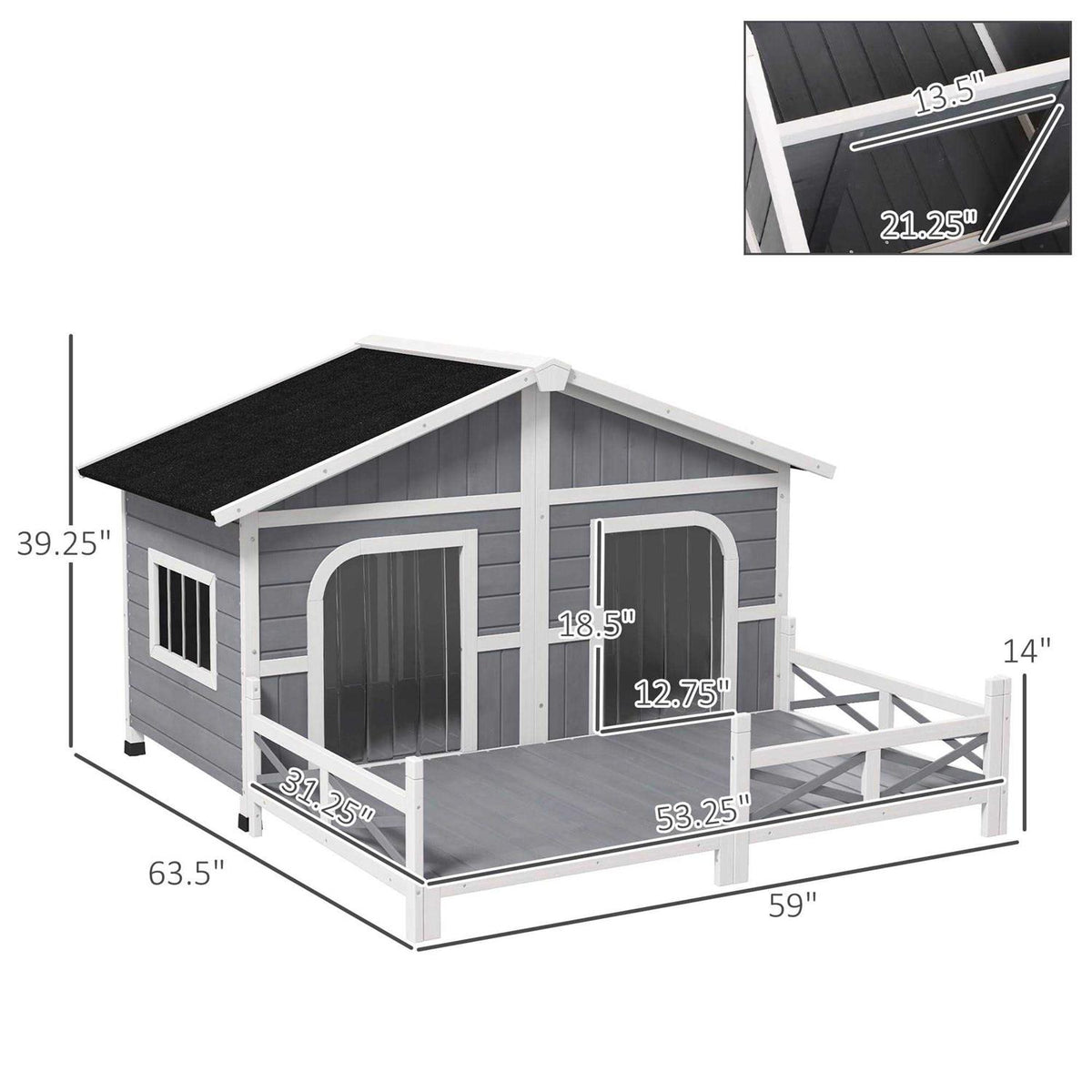 Large Wood Dog House with Porch Deck N301961