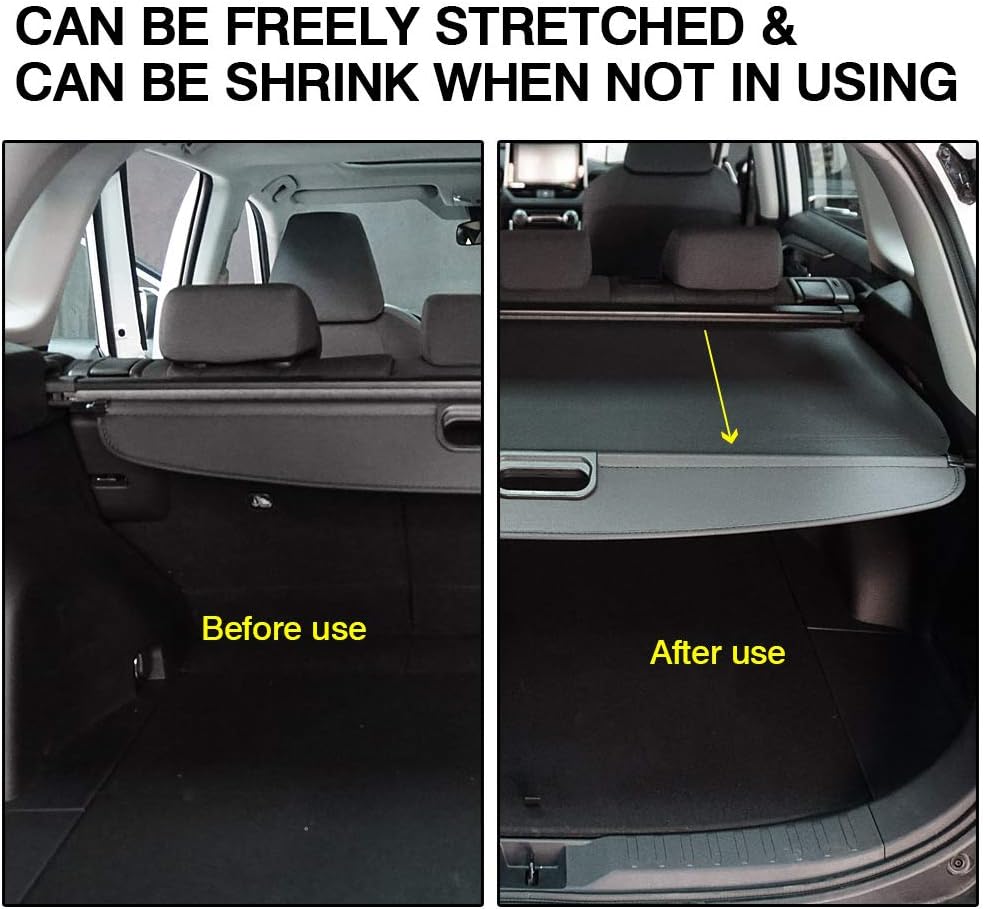 Black Retractable Rear Trunk Cargo Cover R806