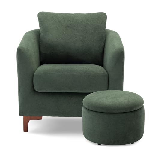 Velvet Accent Chair with Storage Ottoman Set of 2, Camel K8517