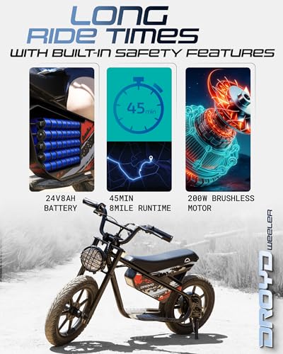 Electric Mini Bike, 200W Motor, 2 Speed Settings, 24V 8Ah Battery, Rear Disc Brake, 15" Tires E82969