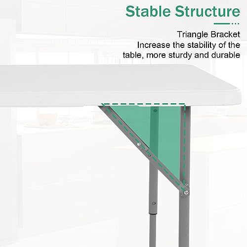 4 FT Heavy Duty Plastic Folding Table with Carrying Handle T519124