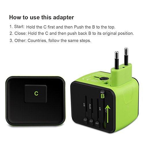 Universal Travel Adapter with UK/US/AUS/EU Plugs and Socket Q802940