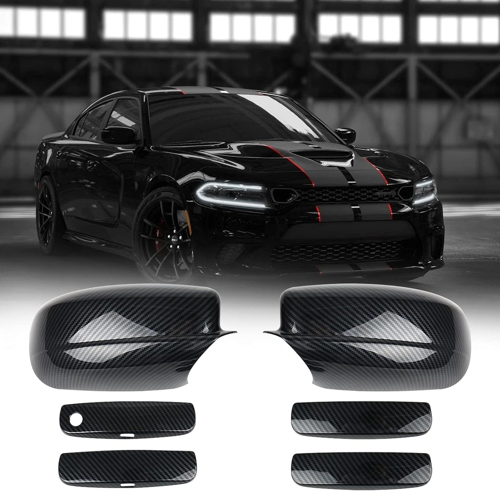 Carbon Fiber Side Mirror Caps Door Handle Covers X30662