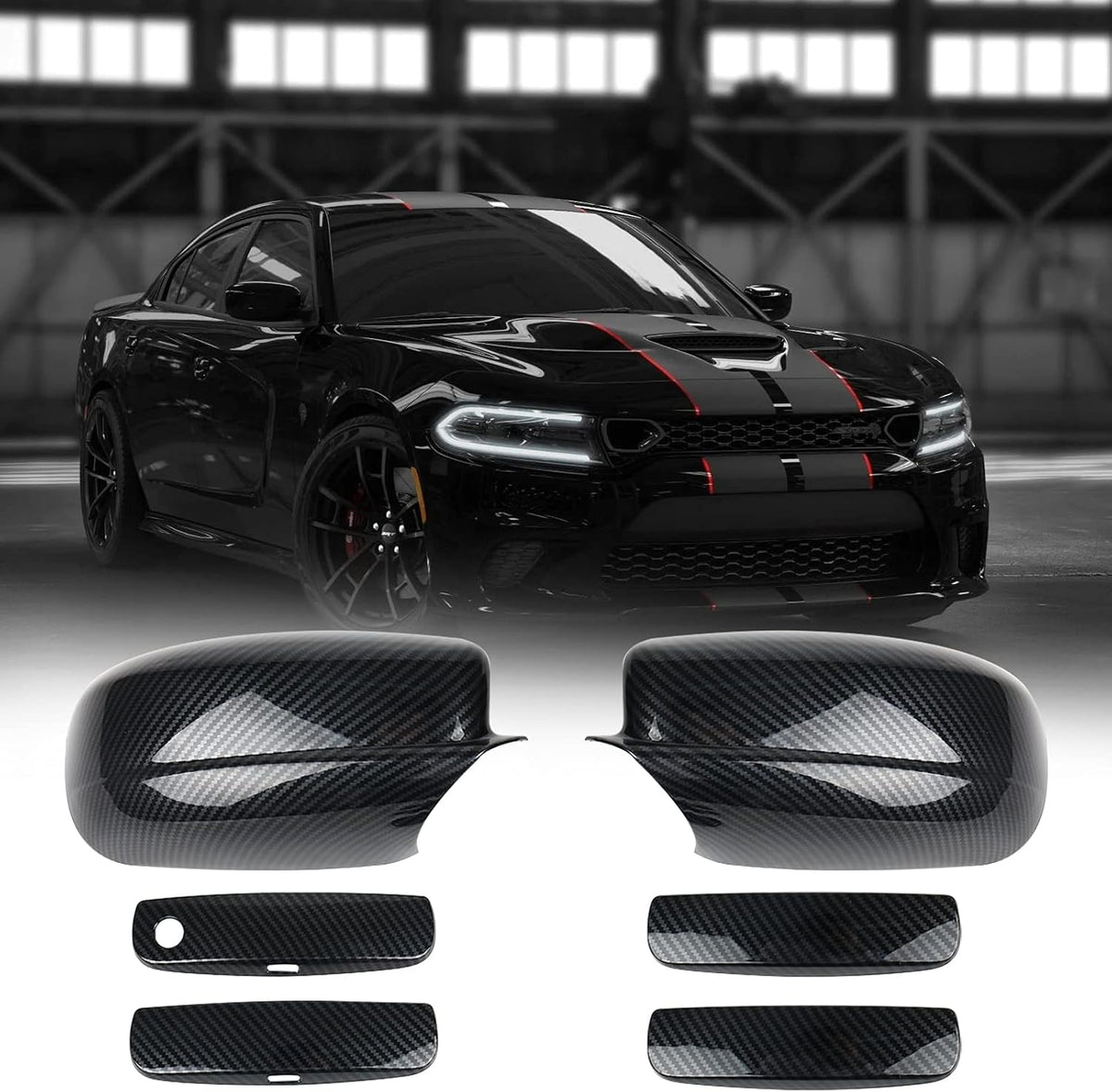Carbon Fiber Side Mirror Caps Door Handle Covers X30662