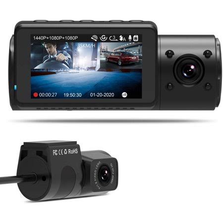 3 Channel 1440p Front 1080p Inside Rear Dash Cam I691610
