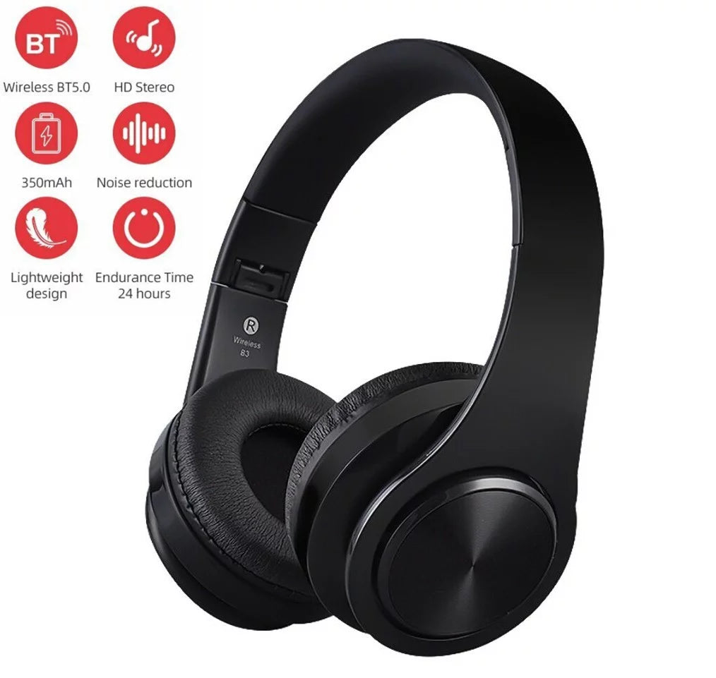 Wireless Over-Ear Headset with Mic, Lightweight Foldable Wired Headphones, Hi-Fi Stereo Earphones X535875