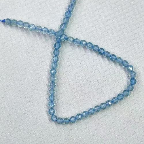 Natural Blue Topaz Stone Beads 4mm Round Faceted Crystal Charm Beads A215059