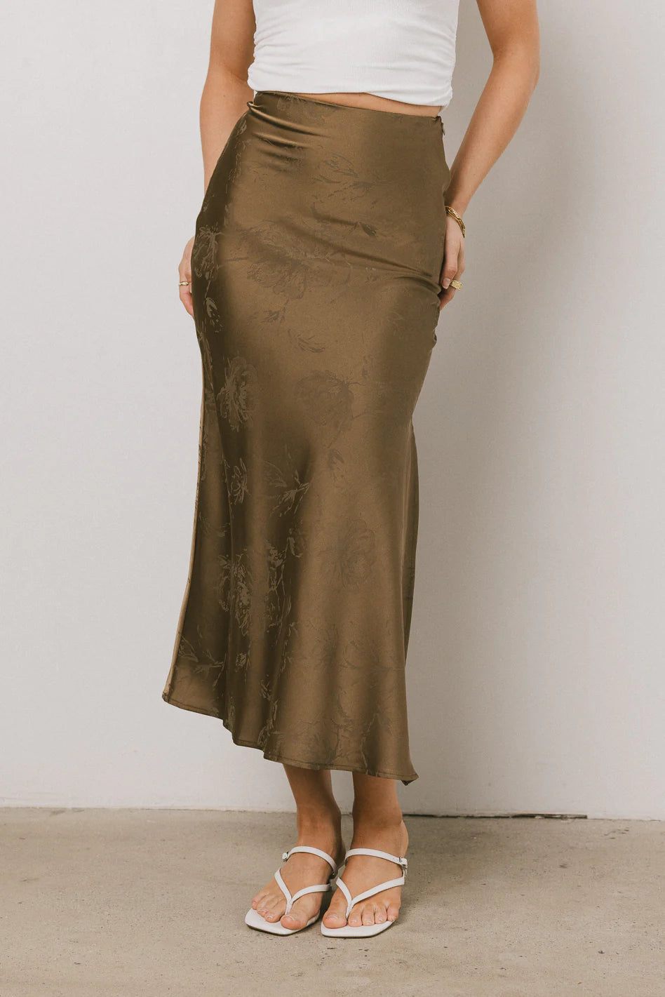 Olive Floral Maxi Skirt S731746