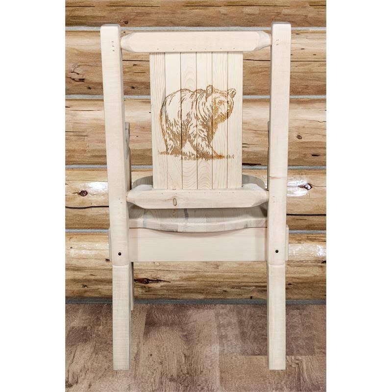 Laser Engraved Bear Design Captain's Chair S290