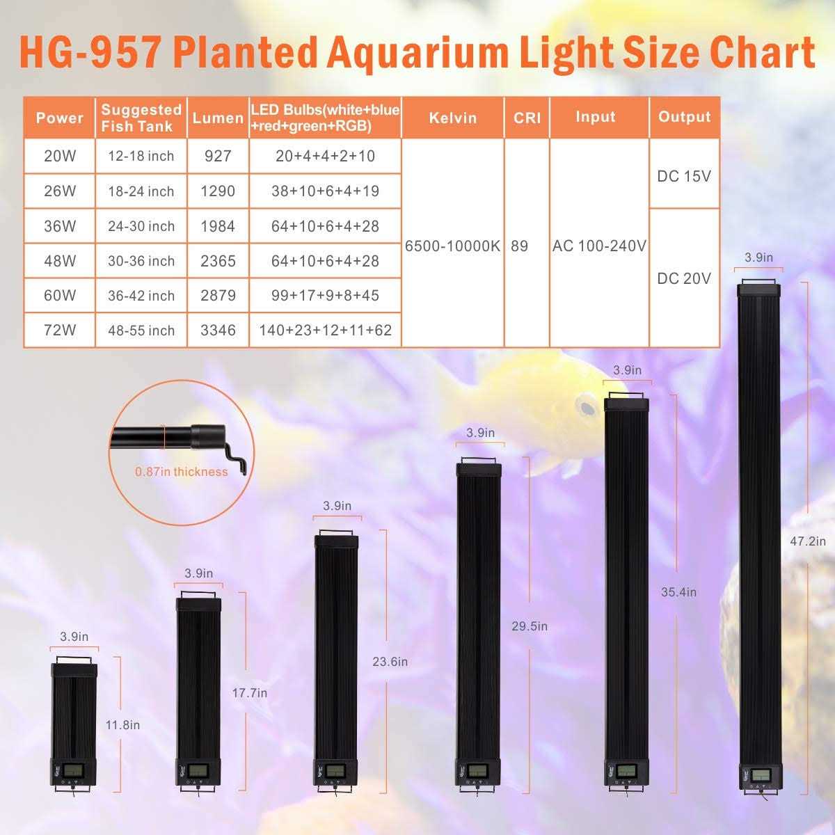 Extendable 7 Colors Full Spectrum LED Aquarium Light Fixture N8529