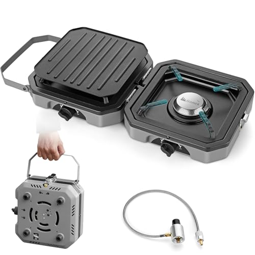 2 Burner Propane Camping Stove with Griddle & Grates H3407