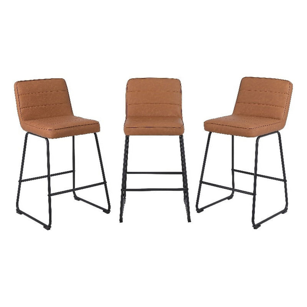 Faux Leather Counter Stool in Camel (Set of 3) F844
