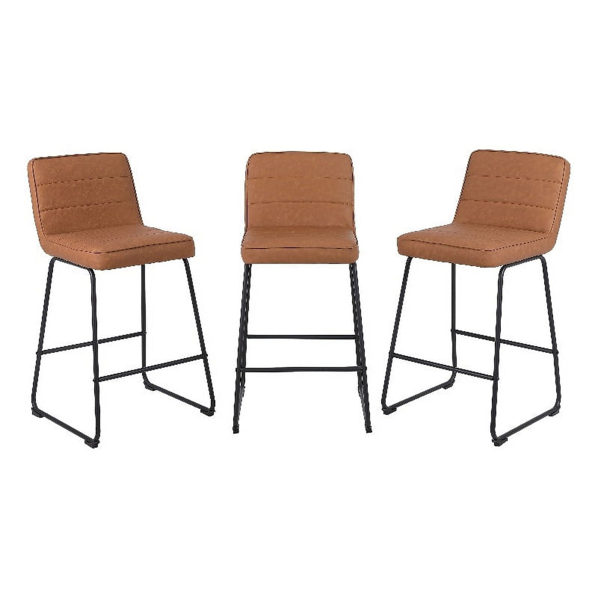 Faux Leather Counter Stool in Camel (Set of 3) F844