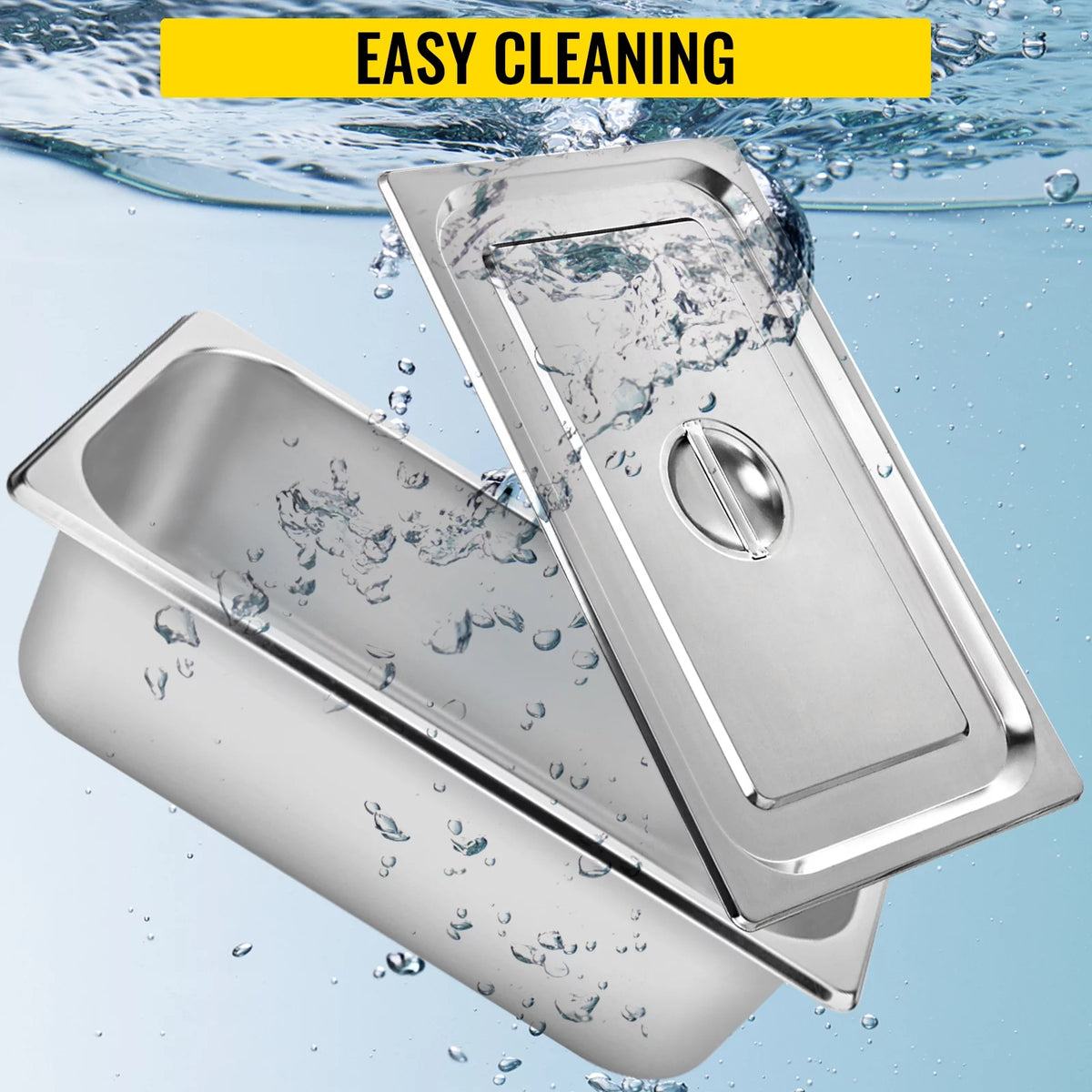 4 Pack 4 Inch Deep Full Size Stainless Steel Hotel Pan with Lid E476