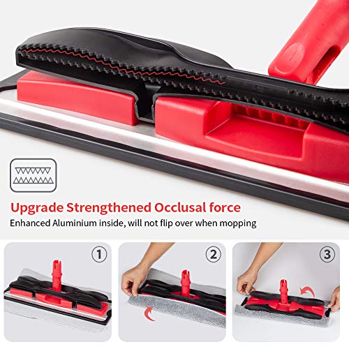 Microfiber Flat Mop with 4 Washable Pads F734659