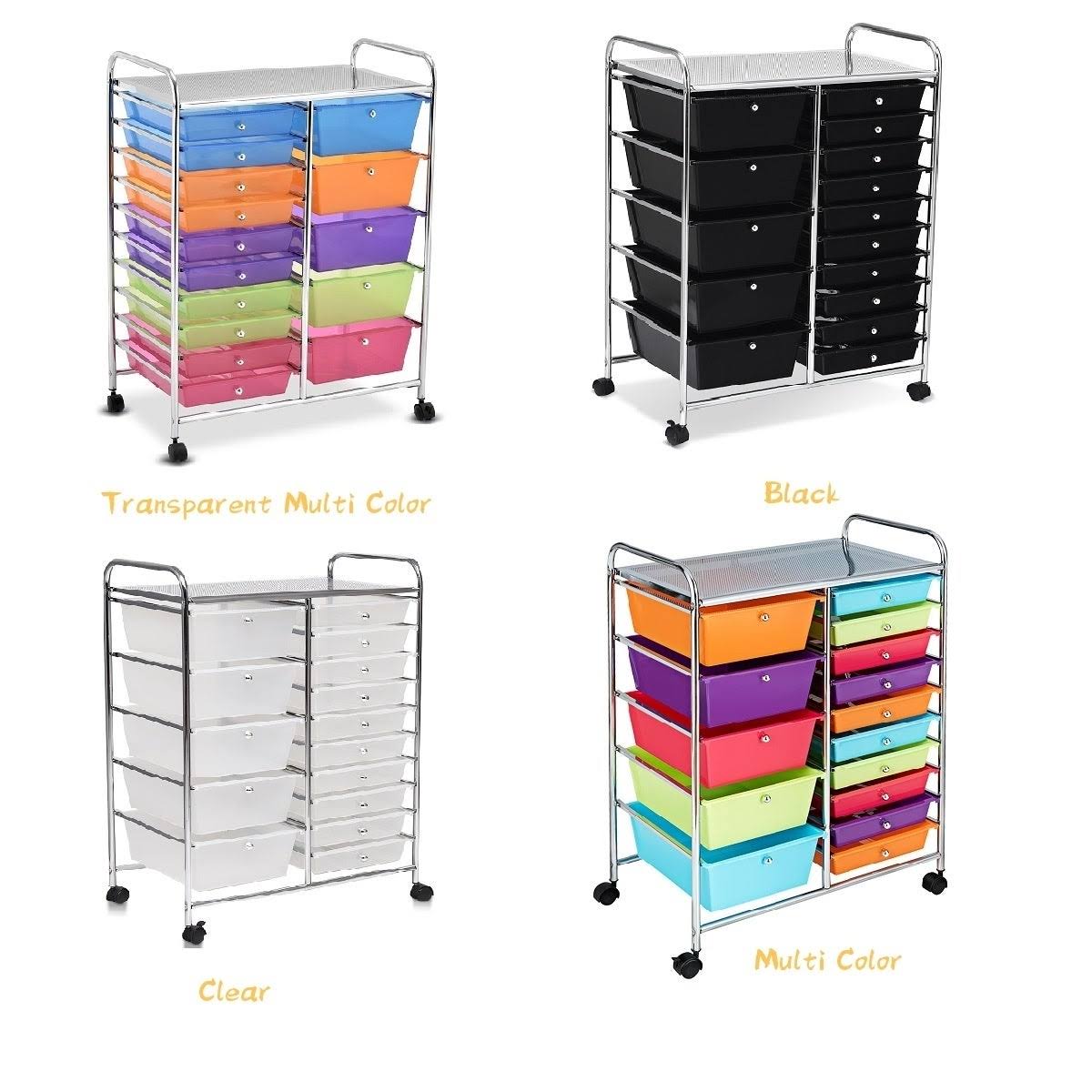 Blue 15-Drawer Rolling Utility Cart with Wheels N478269